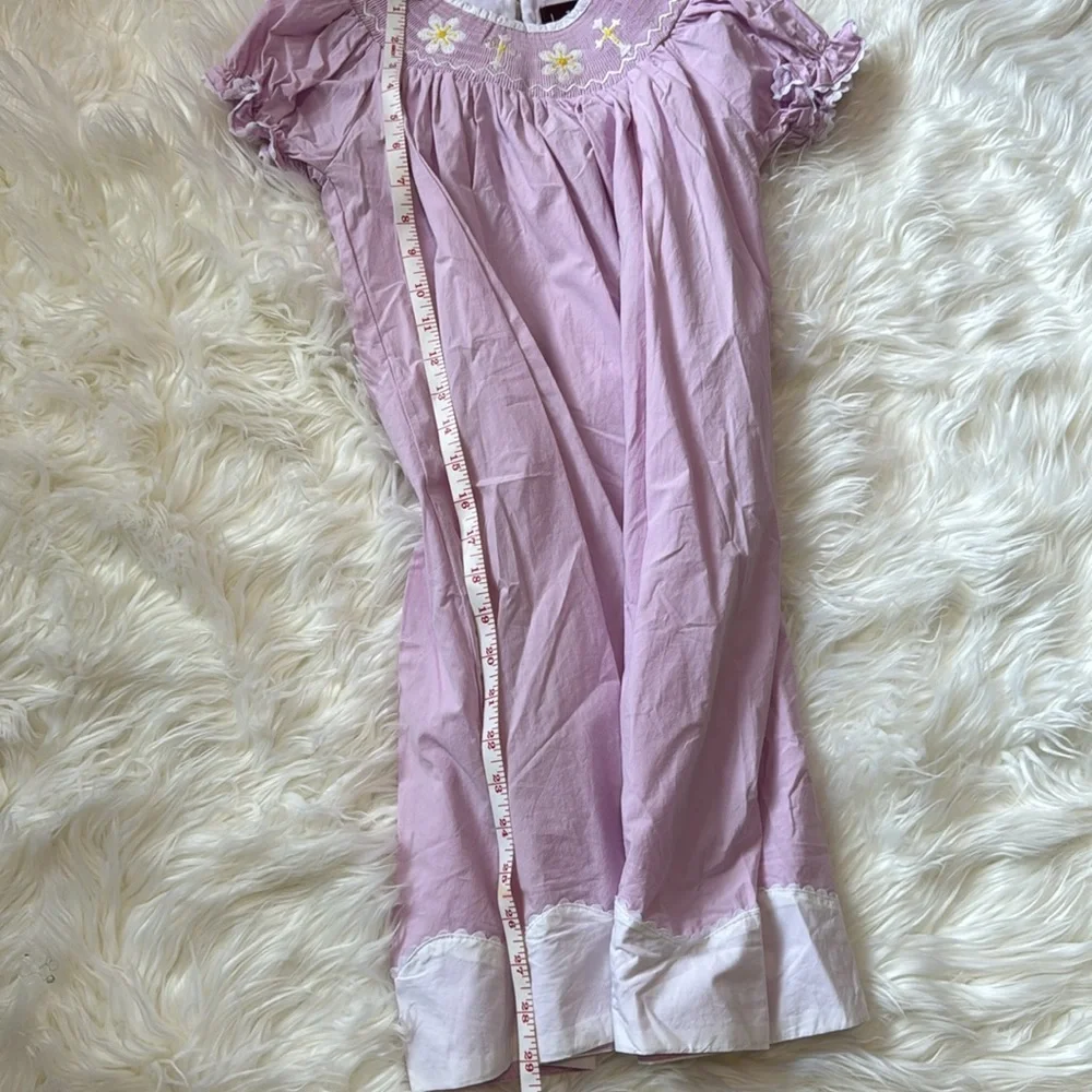 Lil Cactus smocked flower/cross dress - lavender/white/yellow